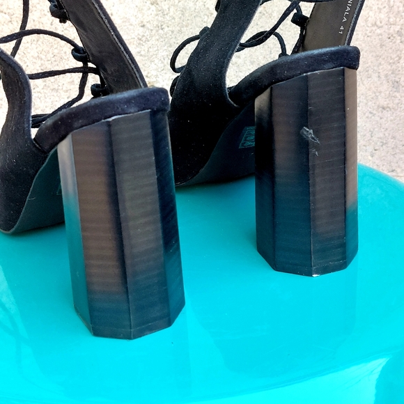 Senso black suede octagonal-heeled laced gladiatior sandal, EU41, NWT - Picture 6 of 16